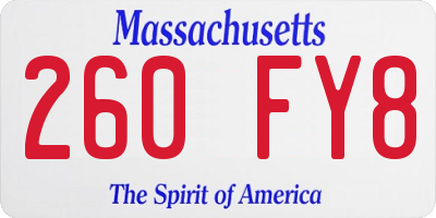 MA license plate 260FY8