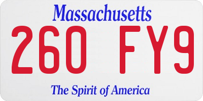 MA license plate 260FY9
