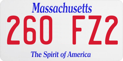 MA license plate 260FZ2