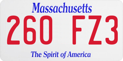 MA license plate 260FZ3