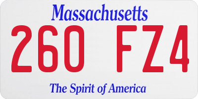 MA license plate 260FZ4