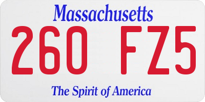 MA license plate 260FZ5