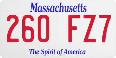 MA license plate 260FZ7