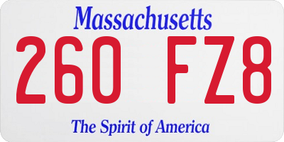 MA license plate 260FZ8