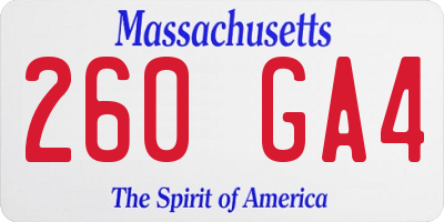 MA license plate 260GA4
