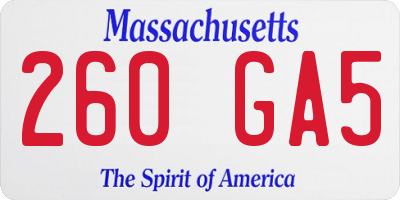 MA license plate 260GA5