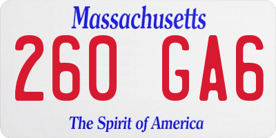 MA license plate 260GA6