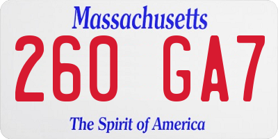 MA license plate 260GA7