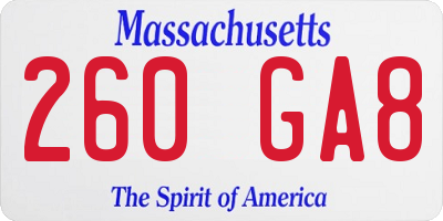 MA license plate 260GA8
