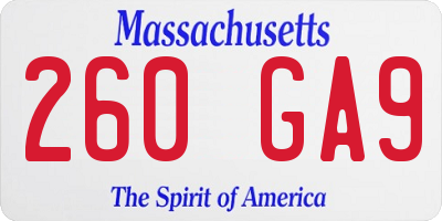 MA license plate 260GA9