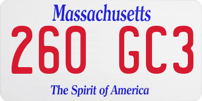 MA license plate 260GC3