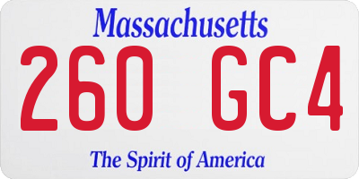 MA license plate 260GC4