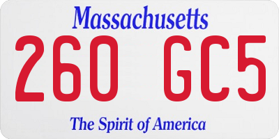 MA license plate 260GC5