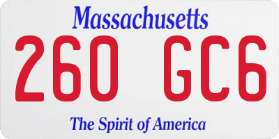 MA license plate 260GC6