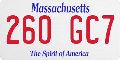 MA license plate 260GC7