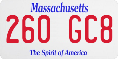 MA license plate 260GC8