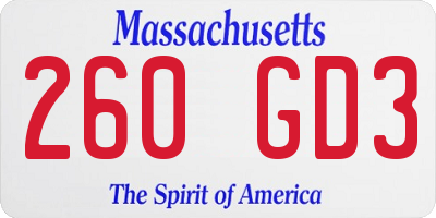 MA license plate 260GD3
