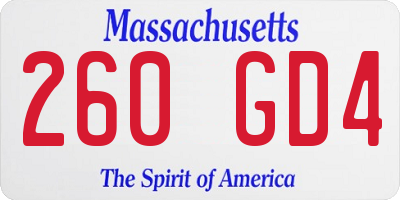 MA license plate 260GD4