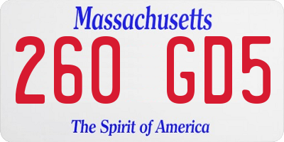 MA license plate 260GD5