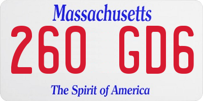 MA license plate 260GD6