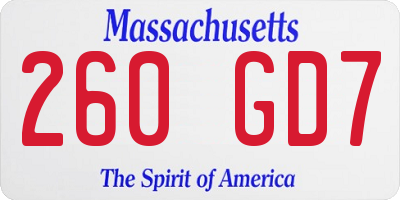 MA license plate 260GD7