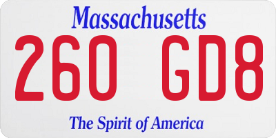 MA license plate 260GD8
