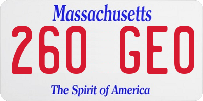 MA license plate 260GE0