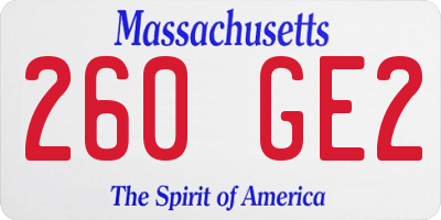 MA license plate 260GE2