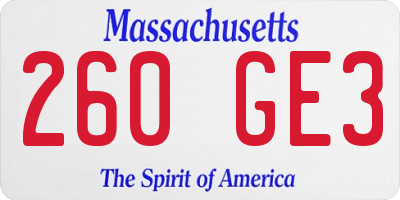 MA license plate 260GE3