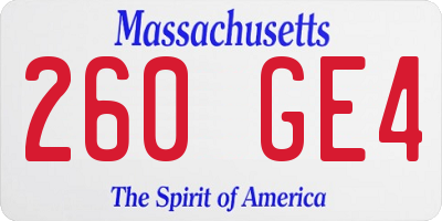 MA license plate 260GE4