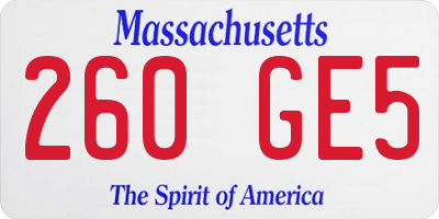 MA license plate 260GE5