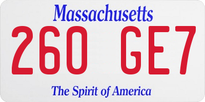 MA license plate 260GE7