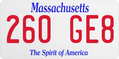 MA license plate 260GE8