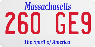 MA license plate 260GE9