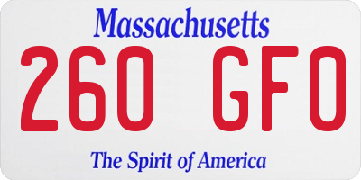 MA license plate 260GF0