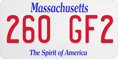 MA license plate 260GF2