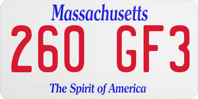 MA license plate 260GF3