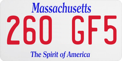 MA license plate 260GF5