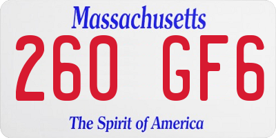 MA license plate 260GF6