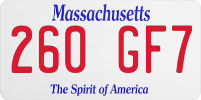 MA license plate 260GF7