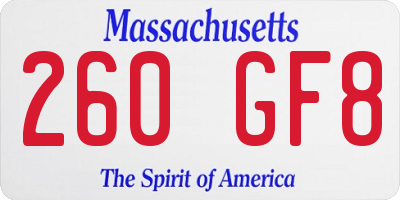 MA license plate 260GF8