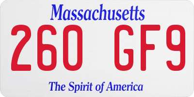 MA license plate 260GF9