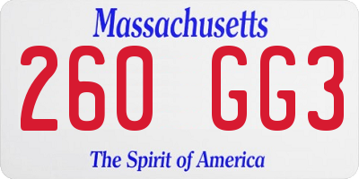 MA license plate 260GG3