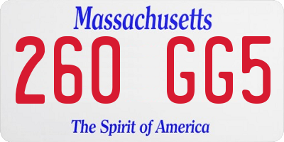 MA license plate 260GG5
