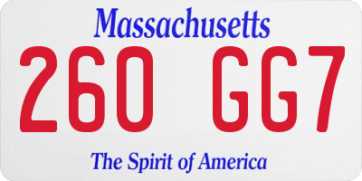 MA license plate 260GG7