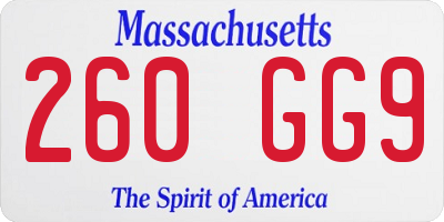MA license plate 260GG9