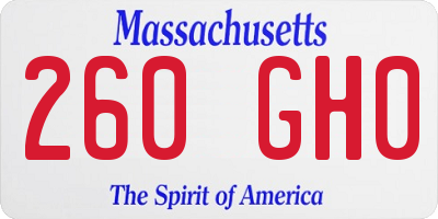 MA license plate 260GH0