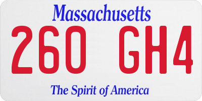 MA license plate 260GH4
