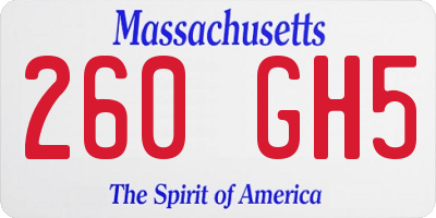 MA license plate 260GH5