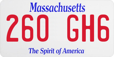 MA license plate 260GH6